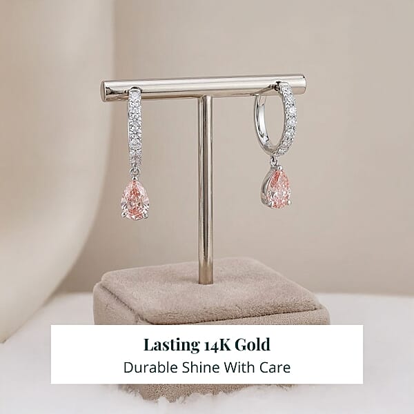 Luxuriant Lab Grown Pink Diamond (IR) And Lab Grown Diamond VS2 2.00 Ctw Earrings In 14K White Gold