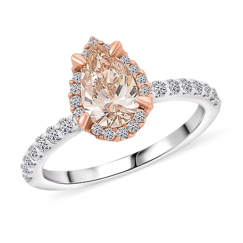 Luxuriant Lab Grown Pink Diamond (IR) and Lab Grown Diamond VS 1.50 ctw Ring in 14K White and Rose Gold