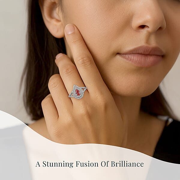 Luxuriant Lab Grown Pink Diamond (IR) VS 1.00 Ctw Teardrop Ring In 950 Platinum