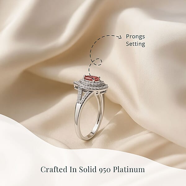 Luxuriant Lab Grown Pink Diamond (IR) VS 1.00 Ctw Teardrop Ring In 950 Platinum
