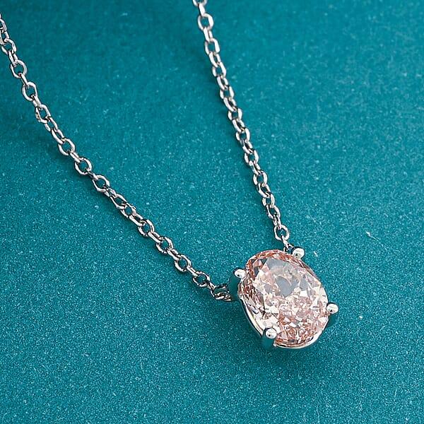 Luxuriant Lab Grown Pink Diamond (IR) VS2 1.00 Ctw Necklace 16 Inches In 14K White Gold