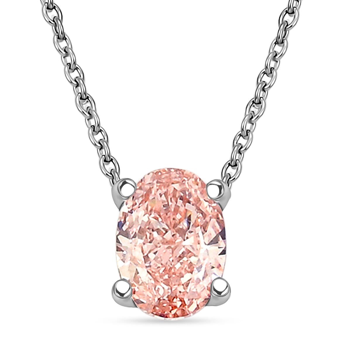 Luxuriant Lab Grown Pink Diamond (IR) VS2 1.00 ctw Necklace 16 Inches in 14K White Gold