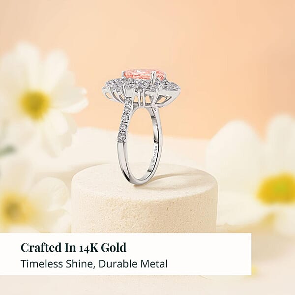 Luxuriant Lab Grown Pink Diamond Lab Grown Diamond Blush Empress Ring In 14K White Gold 4.50 Ctw