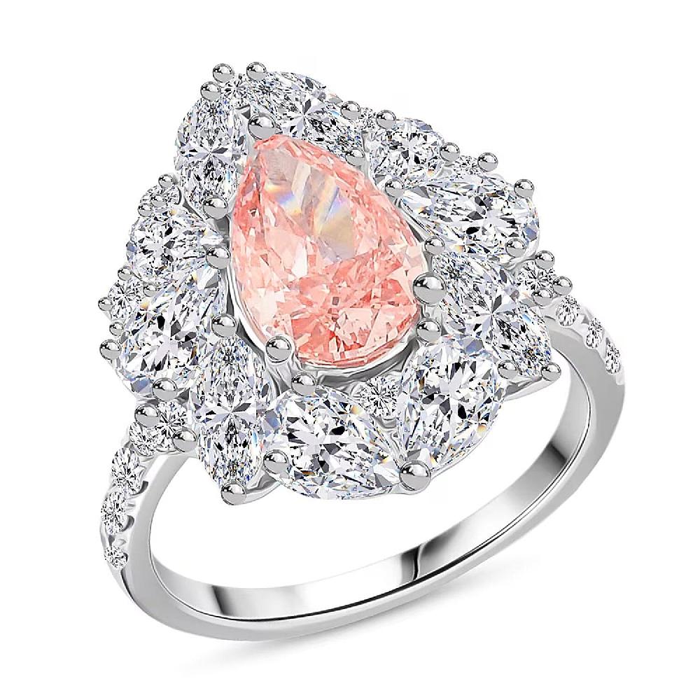 Luxuriant Lab Grown Pink Diamond Lab Grown Diamond Blush Empress Ring in 14K White Gold 4.50 ctw