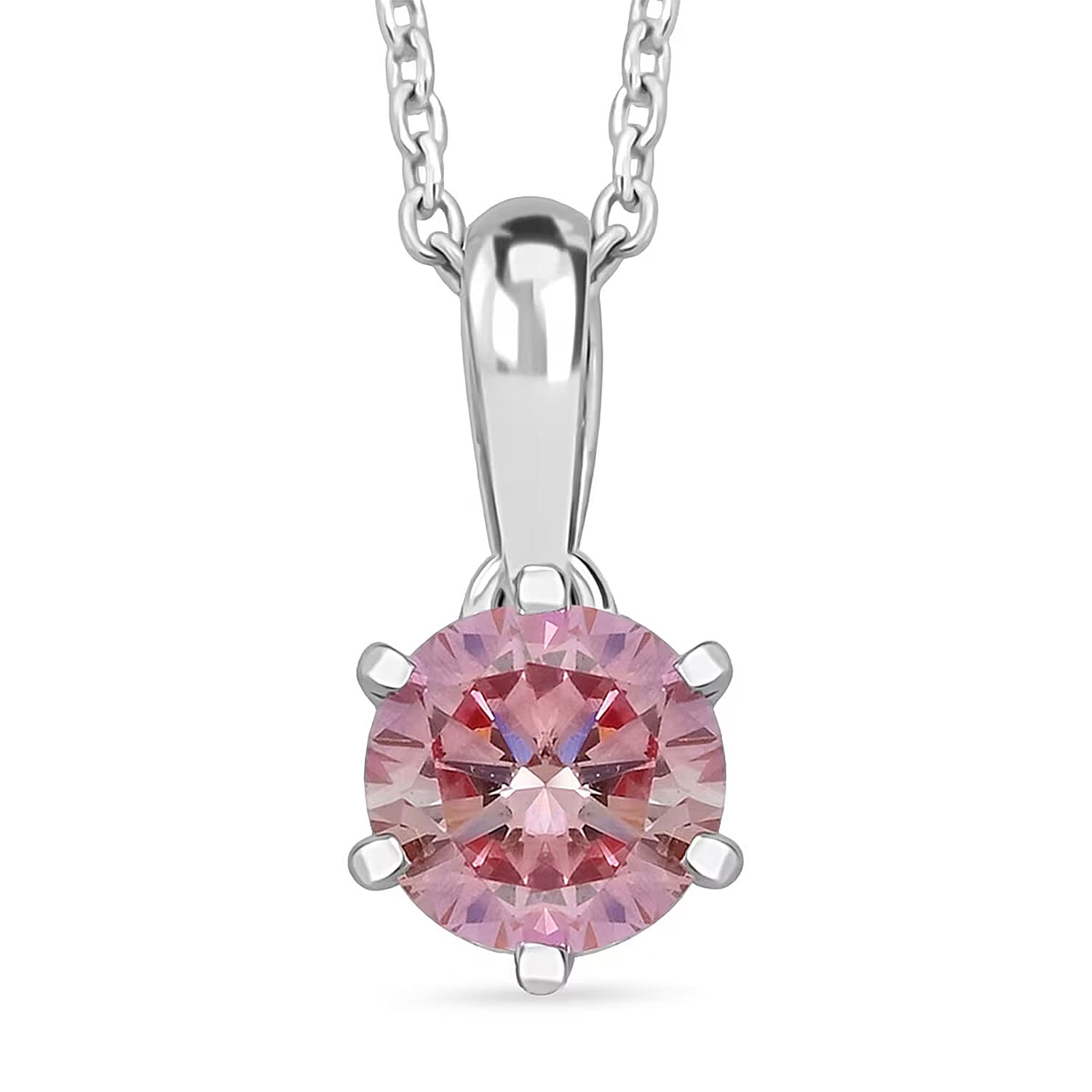 Luxuriant Lab Grown Pink Diamond Lab Grown Diamond Celestial Pendant Necklace in 18K Vermeil RG Over Sterling Silver 0.55 ctw (VS)