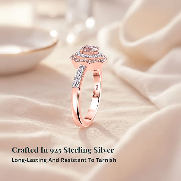 Luxuriant Lab Grown Pink Diamond VS And Lab Grown Diamond SI 1.00 Ctw Celestial Bloom Ring In 18K Vermeil Rose Gold Over Sterling Silver