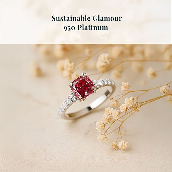 Luxuriant Lab Grown Pink Diamond (VS) Lab Grown Diamond Dawn Rose Ring In 950 Platinum 1.50 Ctw