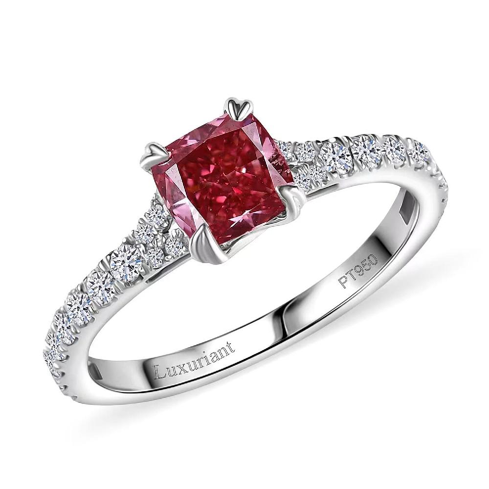 Luxuriant Lab Grown Pink Diamond (VS) Lab Grown Diamond Dawn Rose Ring in 950 Platinum 1.50 ctw