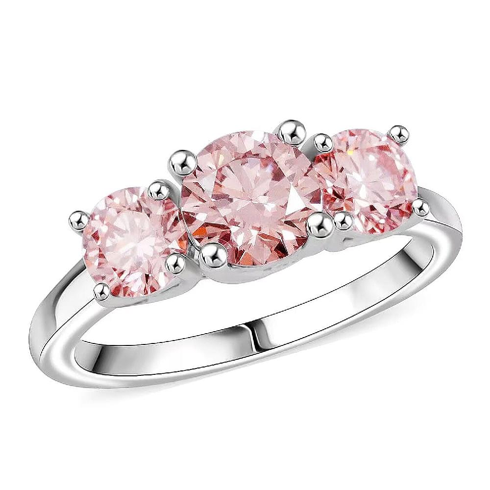 Luxuriant Lab Grown Pink Diamond (VS1) Trinity Ring in 14K White Gold 2.00 ctw