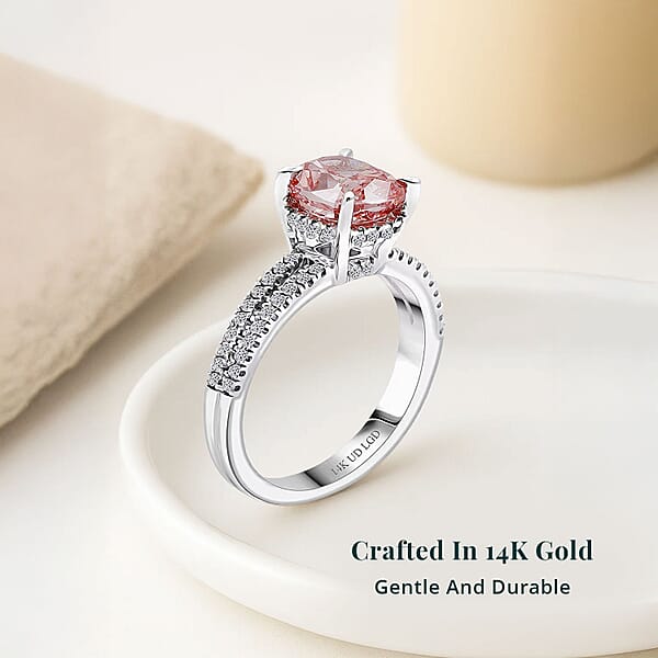 Luxuriant Lab Grown Pink Diamond (VVS2) Lab Grown Diamond Ring In 14K White Gold 2.30 Ctw