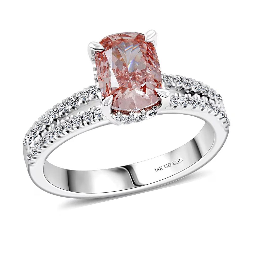 Luxuriant Lab Grown Pink Diamond (VVS2) Lab Grown Diamond Ring in 14K White Gold 2.30 ctw