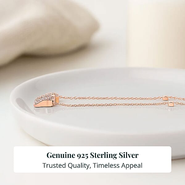Luxuriant Lab Grown Pink (IR) And White Diamond (SI) 1.00 Ctw Elephant Necklace In 18K Vermeil Rose Gold Over Sterling Silver 18-20 Inches