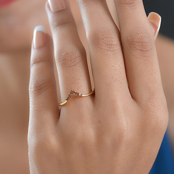 Luxuriant Lab Grown Red Diamond Band Ring In 18K Vermeil YG Over Sterling Silver 0.10 Ctw