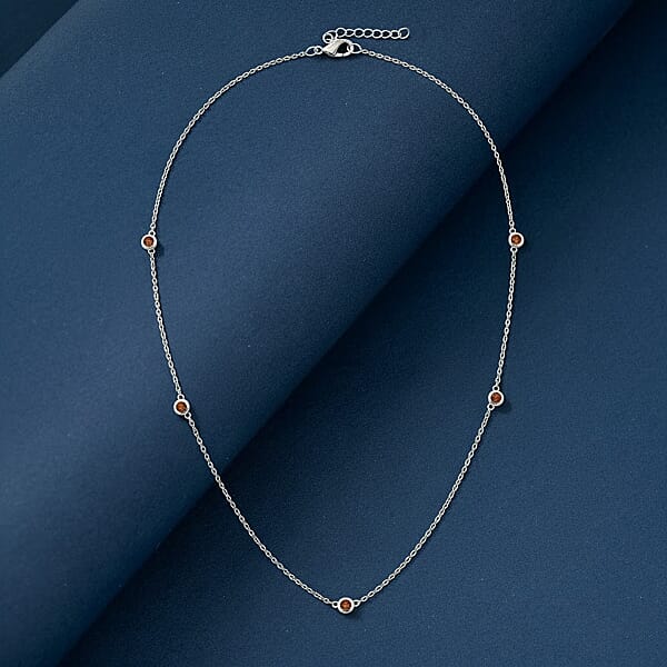 Luxuriant Lab Grown Red Diamond (IR) 0.35 Ctw Firelight Station Necklace 20 Inches In Rhodium Over Sterling Silver