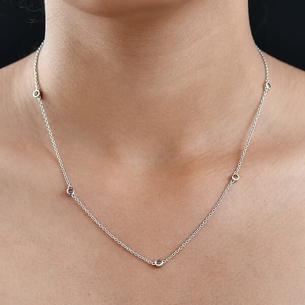 Luxuriant Lab Grown Red Diamond (IR) 0.35 Ctw Firelight Station Necklace 20 Inches In Rhodium Over Sterling Silver