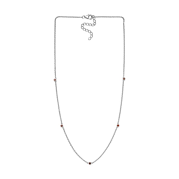 Luxuriant Lab Grown Red Diamond (IR) 0.35 Ctw Firelight Station Necklace 20 Inches In Rhodium Over Sterling Silver
