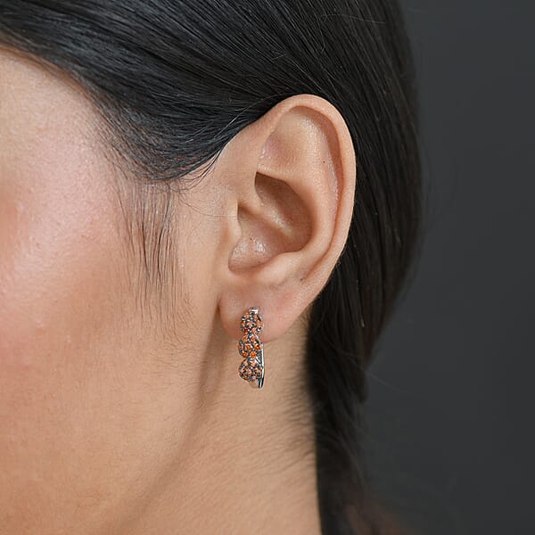 Luxuriant Lab Grown Red Diamond (IR) 1.00 Ctw Crimson Bloom Line Earrings In Rhodium Over Sterling Silver