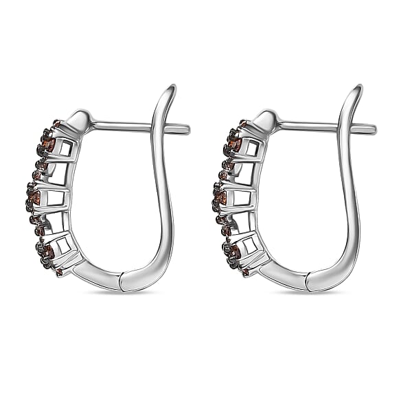 Luxuriant Lab Grown Red Diamond (IR) 1.00 Ctw Crimson Bloom Line Earrings In Rhodium Over Sterling Silver