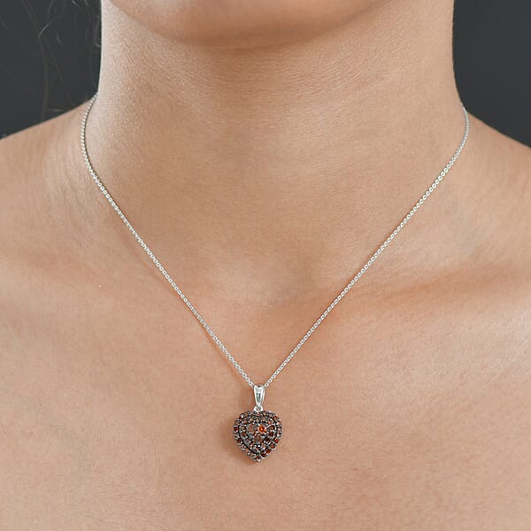 Luxuriant Lab Grown Red Diamond (IR) 1.00 Ctw Heart Scarlet Promise Pendant Necklace 20 Inches In Rhodium Over Sterling Silver