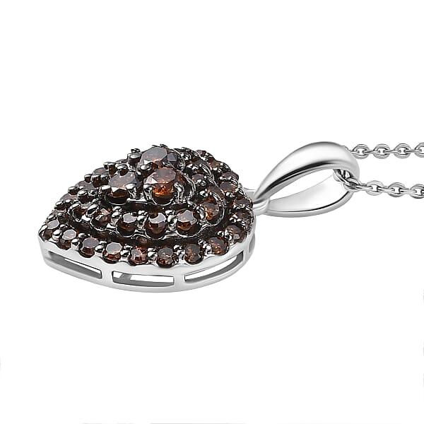 Luxuriant Lab Grown Red Diamond (IR) 1.00 Ctw Heart Scarlet Promise Pendant Necklace 20 Inches In Rhodium Over Sterling Silver