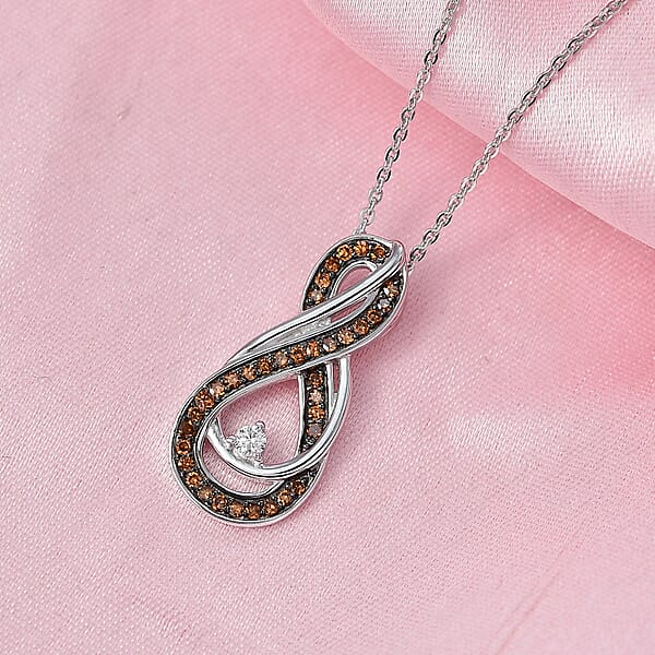 Luxuriant Lab Grown Red Diamond (IR) And Lab Grown Diamond 0.25 Ctw Eternal Flame Pendant Necklace 20 Inches In Rhodium Over Sterling Silver