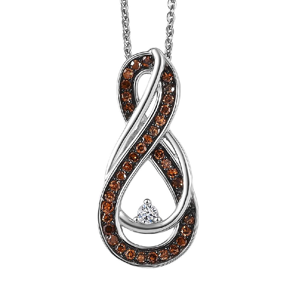 Luxuriant Lab Grown Red Diamond (IR) and Lab Grown Diamond 0.25 ctw Eternal Flame Pendant Necklace 20 Inches in Rhodium Over Sterling Silver