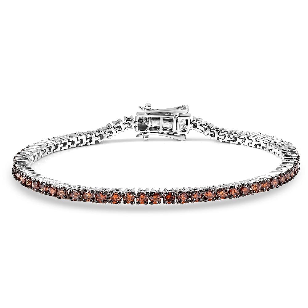 Luxuriant Lab Grown Red Diamond (IR) SI 3.00 ctw Scarlet Glow Bracelet in Rhodium Over Sterling Silver (6.50 In)