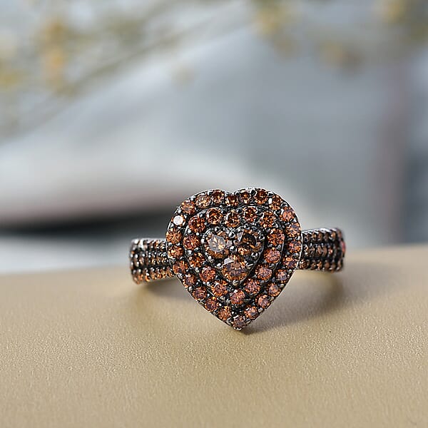 Luxuriant Lab Grown Red Diamond Promise Ring In Rhodium Over Sterling Silver 1.00 Ctw