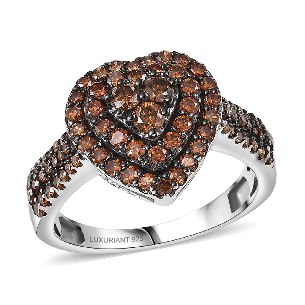 Luxuriant Lab Grown Red Diamond Promise Ring in Rhodium Over Sterling Silver 1.00 ctw