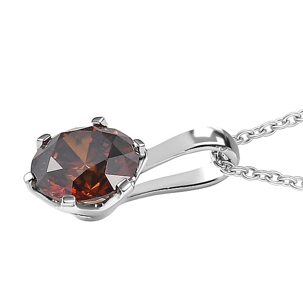 Luxuriant Lab Grown Red Diamond SI (IR) 1.50 Ctw Rosetta Pendant Necklace 20 Inches In 10K White Gold
