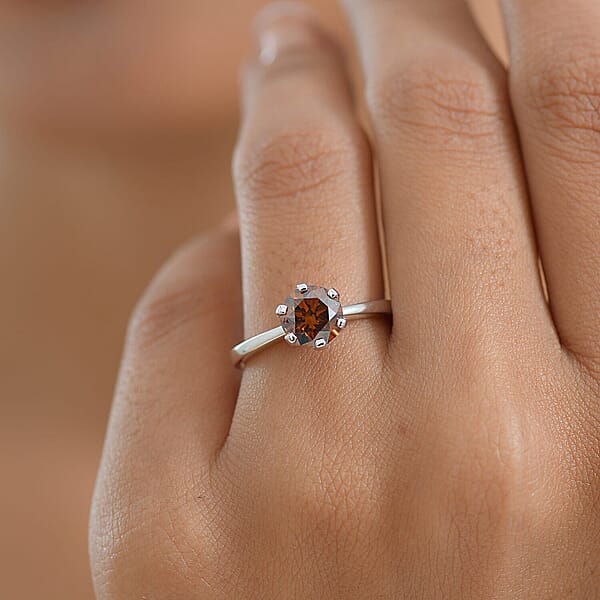 Luxuriant Lab Grown Red Diamond Solitaire Ring In 10K White Gold 1.50 Ctw