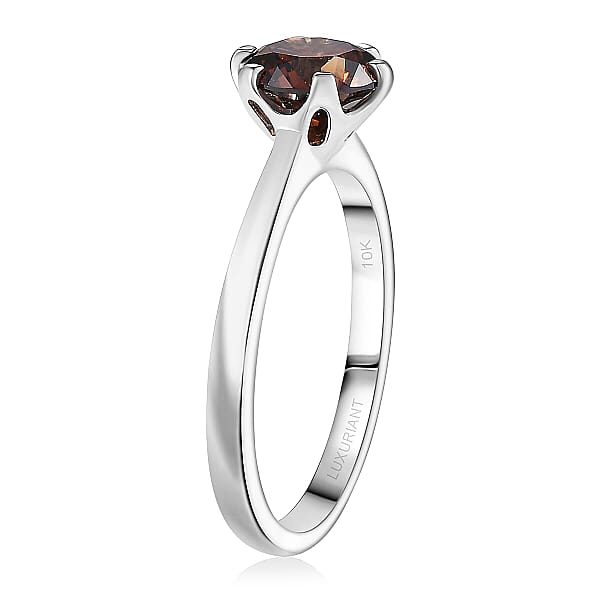 Luxuriant Lab Grown Red Diamond Solitaire Ring In 10K White Gold 1.50 Ctw