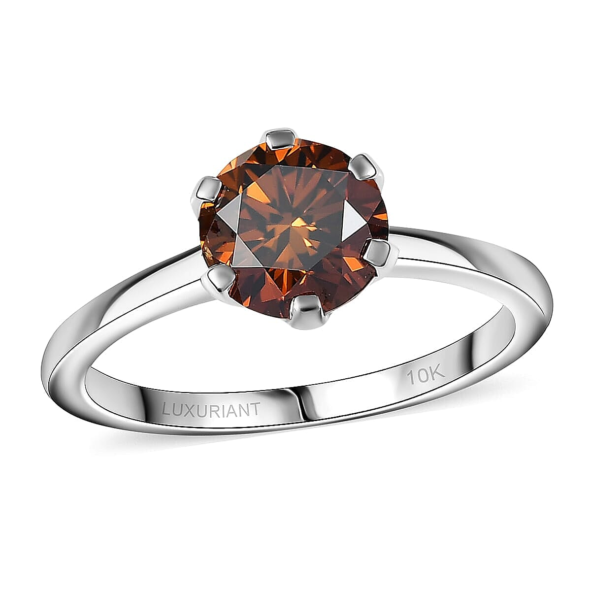 Luxuriant Lab Grown Red Diamond Solitaire Ring in 10K White Gold 1.50 ctw