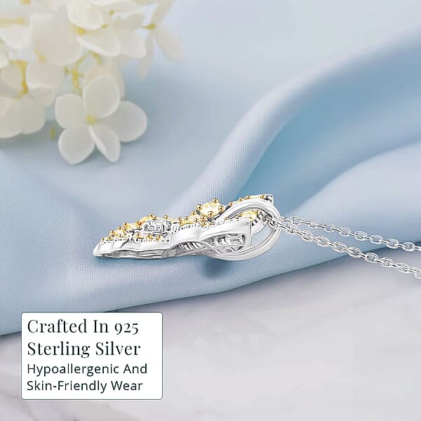 Luxuriant Lab Grown Yellow Diamond (IR) And Lab Grown Diamond VS 0.50 Ctw Butterfly Pendant Necklace In Rhodium Over Sterling Silver 20 Inches