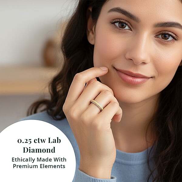 Luxuriant Lab Grown Yellow Diamond (IR) VS 0.25 Ctw Band Ring In Rhodium Over Sterling Silver