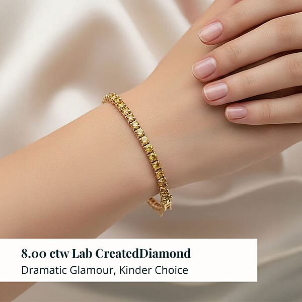 Luxuriant Lab Grown Yellow Diamond (IR) (VS) 8.00 Ctw Bracelet In 14K Yellow Gold (7.25 In) 12.15 Grams