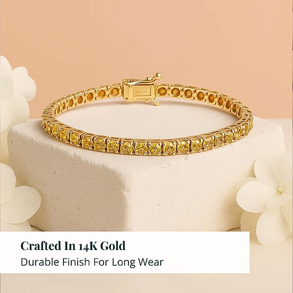Luxuriant Lab Grown Yellow Diamond (IR) (VS) 8.00 Ctw Bracelet In 14K Yellow Gold (7.25 In) 12.15 Grams