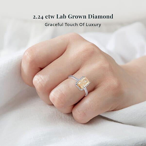 Luxuriant Lab Grown Yellow Diamond (IR) (VS1) Lab Grown Diamond 2.24 Ctw Ring In 14K White Gold
