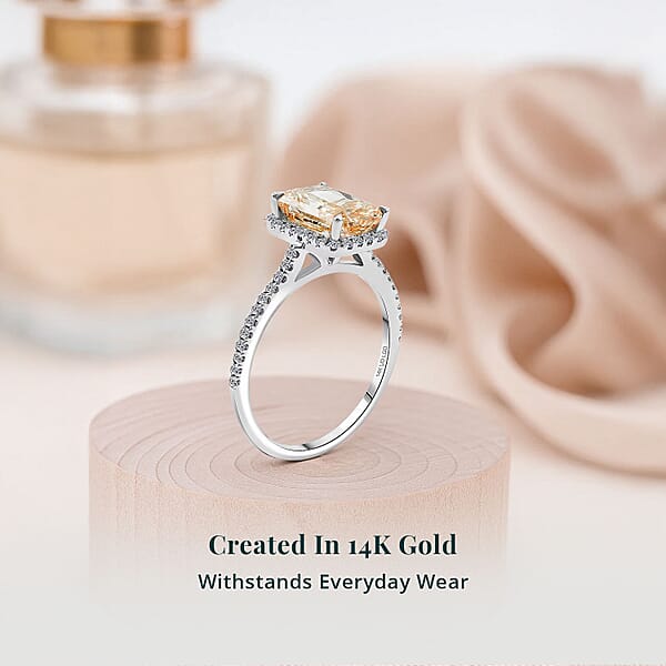 Luxuriant Lab Grown Yellow Diamond (IR) (VS1) Lab Grown Diamond 2.24 Ctw Ring In 14K White Gold