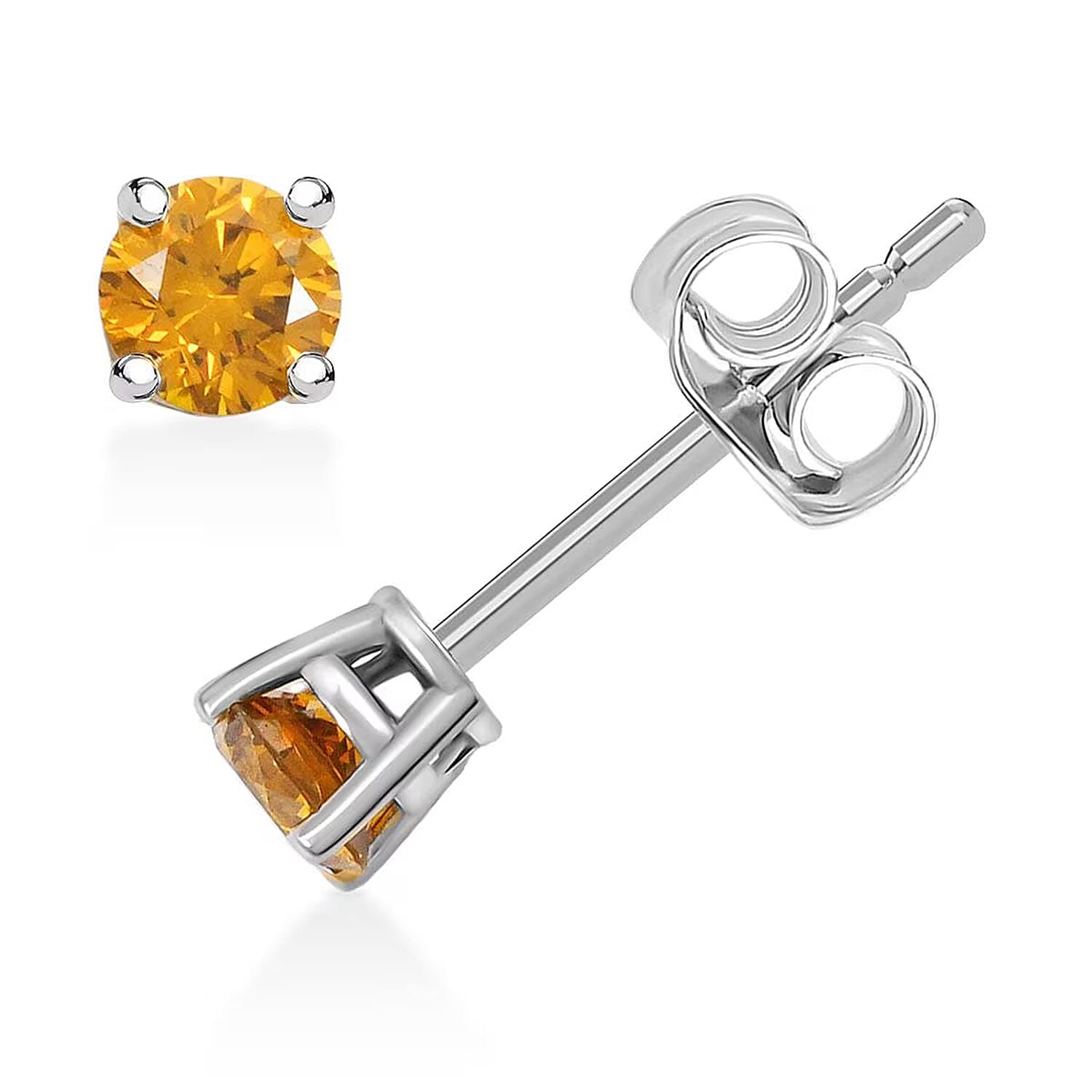 Luxuriant Lab Grown Yellow Diamond Stud Earrings in 14K White Gold 0.25 ctw (VS)