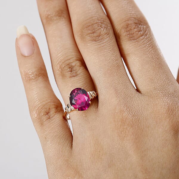 Luxuriant Premium Bixbite (LG) And Diamond I2 3.50 Ctw Ring In 10K Rose Gold