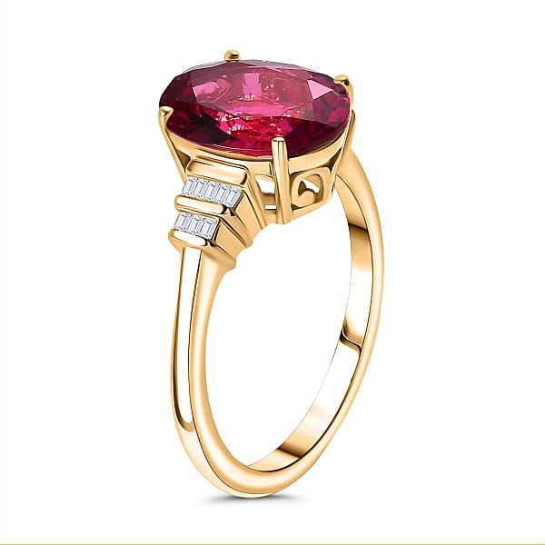 Luxuriant Premium Bixbite (LG) And Diamond I2 3.50 Ctw Ring In 10K Rose Gold