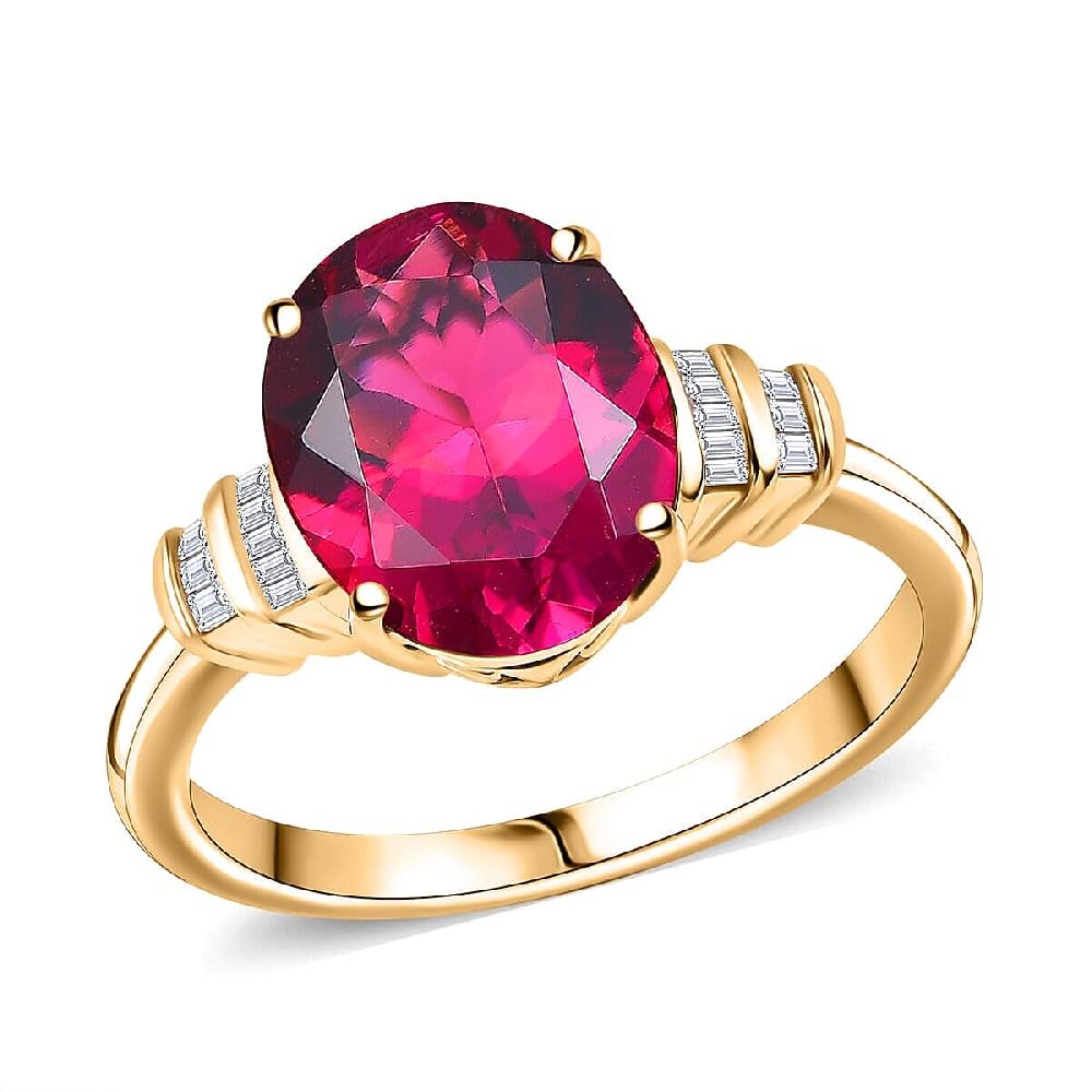Luxuriant Premium Bixbite (LG) and Diamond I2 3.50 ctw Ring in 10K Rose Gold