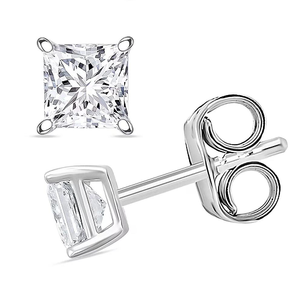 Luxuriant Princess Cut Lab Grown Diamond G VS2 1.18 ctw Earrings in 14K White Gold