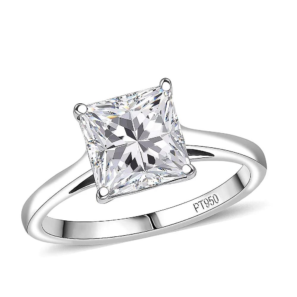 Luxuriant Princess Cut Lab Grown Diamond Solitaire Ring in 950 Palladium 3.00 ctw
