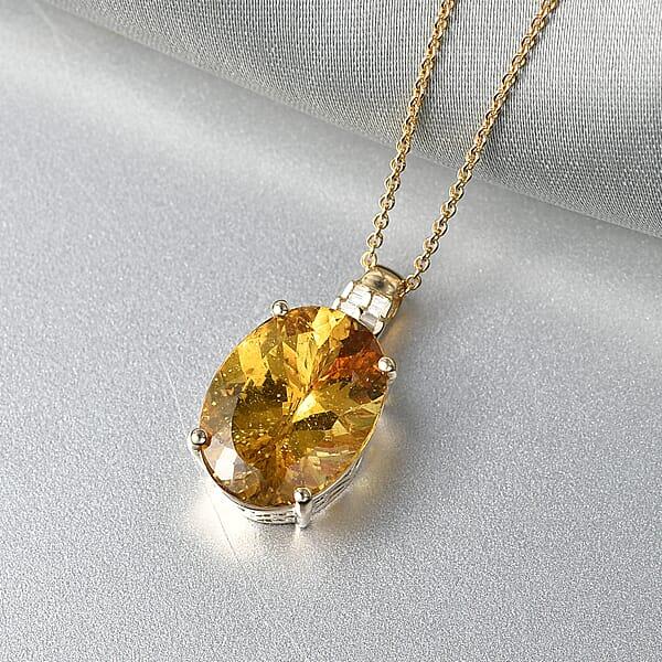 Luxuro Premium Golden Apatite And Diamond G-H I2 10.15 Ctw Sunlit Pendant Necklace In 10K Yellow Gold 20 Inches