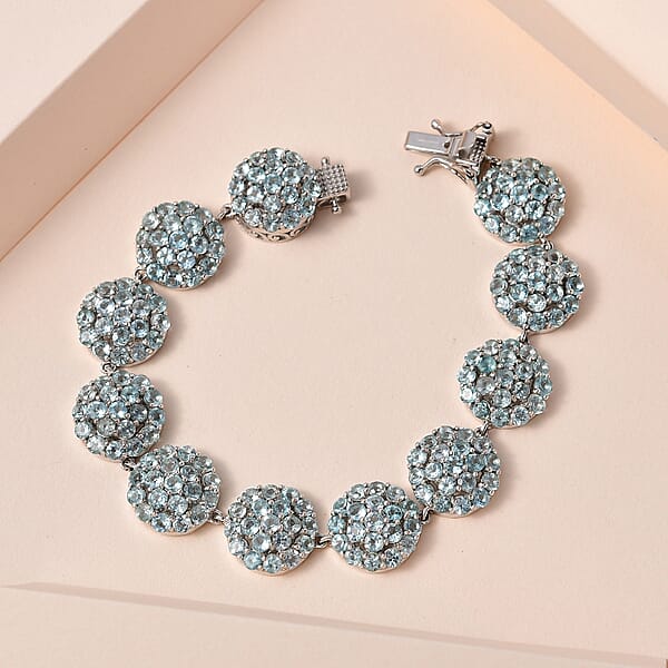 Madagascar Paraiba Apatite Bracelet In Platinum Over Sterling Silver (6.50 In) 16.10 Ctw