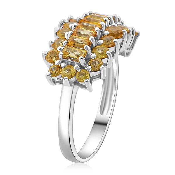 Madagascar Yellow Sapphire 2.50 Ctw Sunfire Bliss Ring In Rhodium Over Sterling Silver
