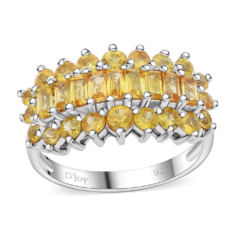 Madagascar Yellow Sapphire 2.50 ctw Sunfire Bliss Ring in Rhodium Over Sterling Silver