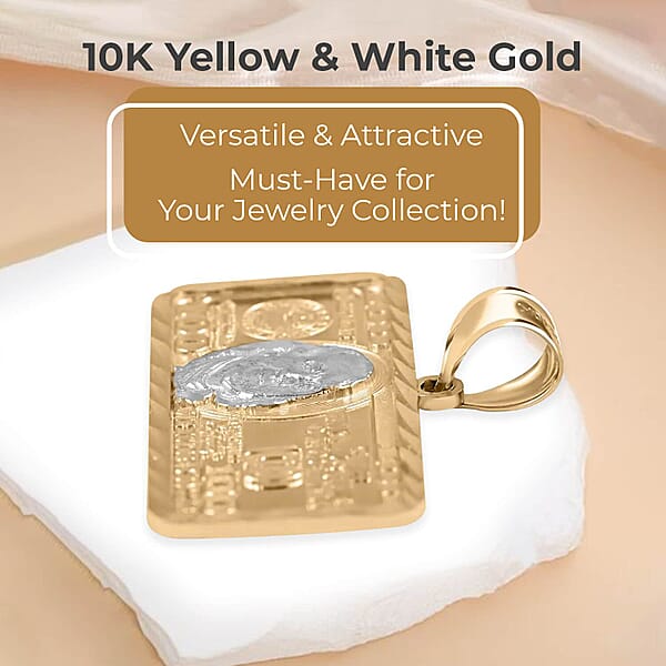 Made In America Dollar Pendant 100 Dollar Bill Pendant Dollar Pendant Gold 10K Yellow And White Gold Pendant Dual Tone Gold Pendant 3.40 Grams